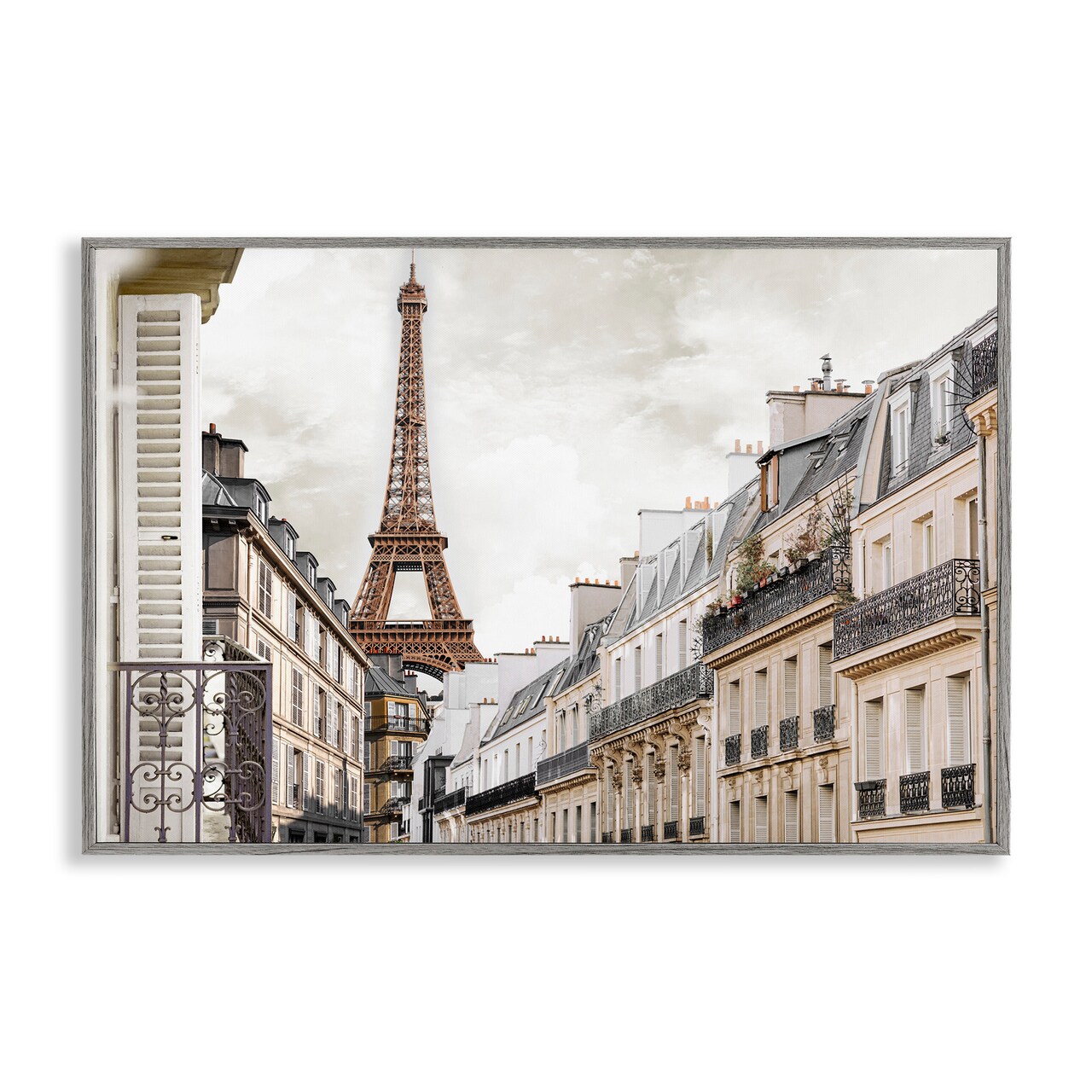 Stupell Industries Eiffel Tower Through Parisian Balconies Framed Giclee, design by CAD Designs